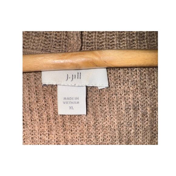 J. Jill XL Colorblock Cowl Neck Sweater Tan Cream Black Cozy Knit - Picture 5 of 6